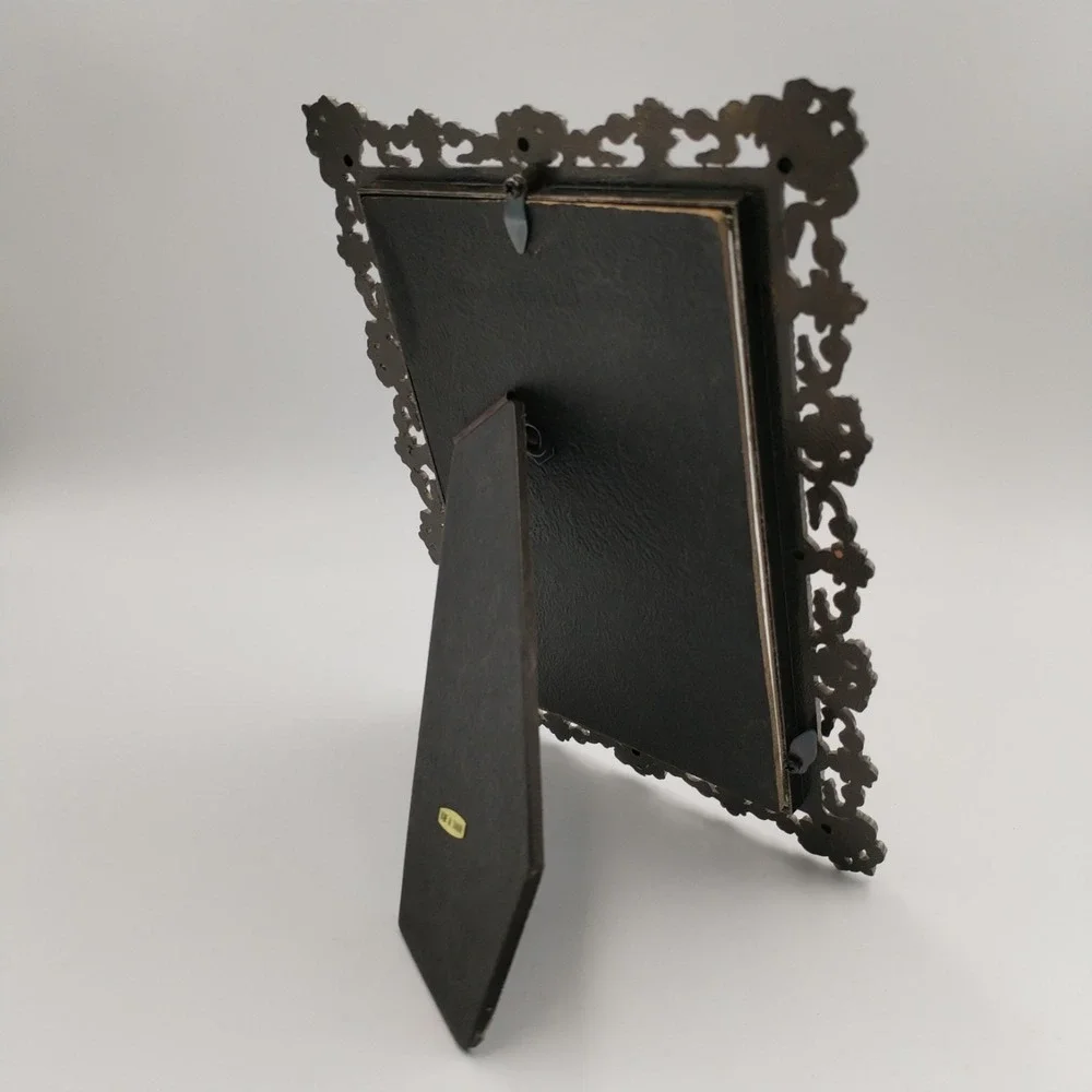 Vintage Ornate Silver Metal Picture Frame‎ Filigree Openwork Tabletop 4x6